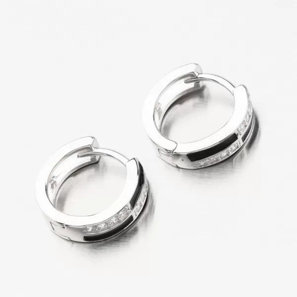 Stříbrné kruhy se zirkony a s černým zdobením PKL-2180