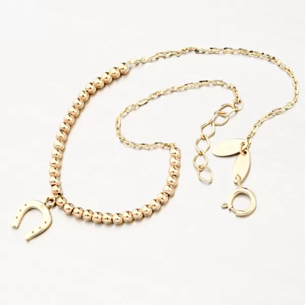 Dámský náramek žluté zlato 585 kuličkami a podkovou 144P-141240