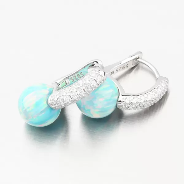 Stříbrné náušnice se zeleným opálem a se zirkony PKL-2168