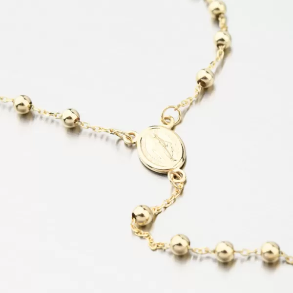 Dámský náhrdelník žluté zlato 585 růženec s Madonkou a křížkem 15R-039