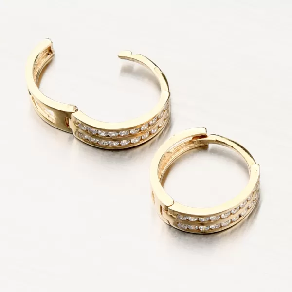 Dámské náušnice žluté zlato 585 zirkon kroužky PKL22-041