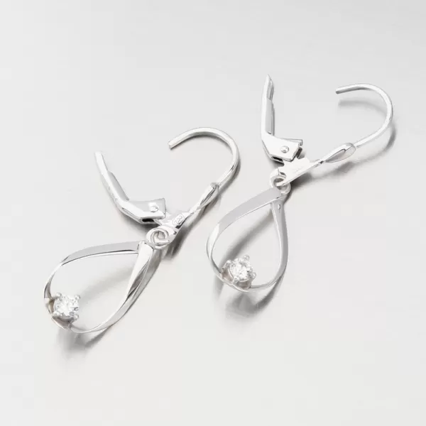 Visací náušnice z bílého zlata se zirkonem 12R-732