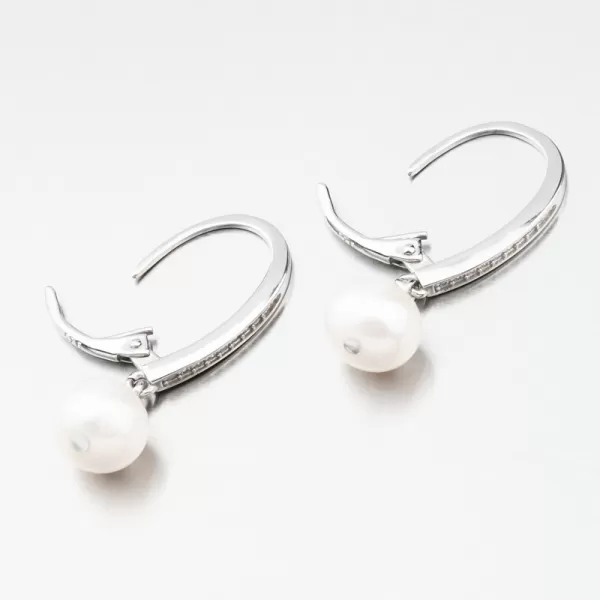 Náušnice stříbro 925 s perlou a se zirkony UCST-12862