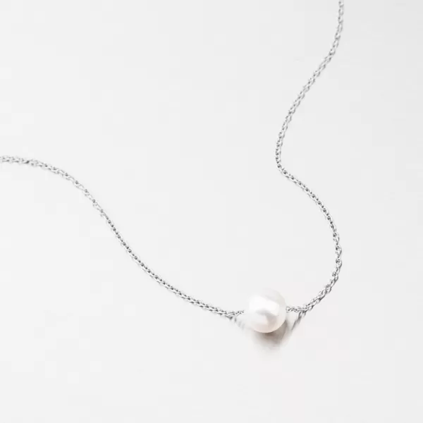 Náhrdelník bílé zlato 585 s perlou 55GZZ-3046-B