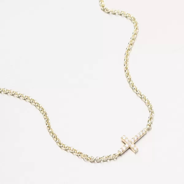 Dámský náramek žluté zlato 585 zirkon křížkem DZF5832-ZL-ZIR