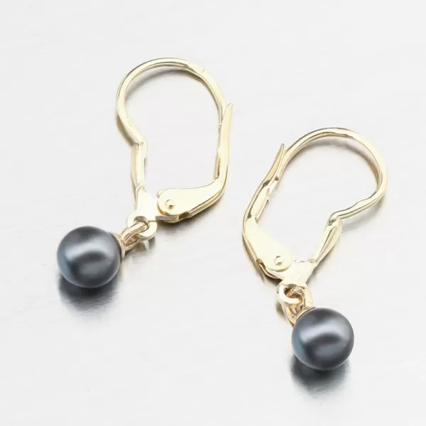 Dámské náušnice žluté zlato 585 perly s černá 52GZ-3015-ZL-KL-Black