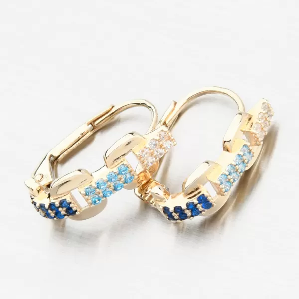 Dámské náušnice žluté zlato 585 se zirkony 153P-123157-302