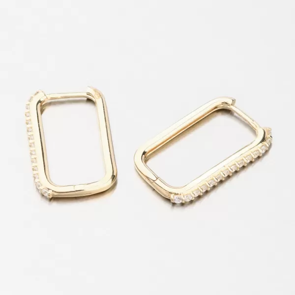 Dámské náušnice žluté zlato 585 hranaté se zirkony 12R-735