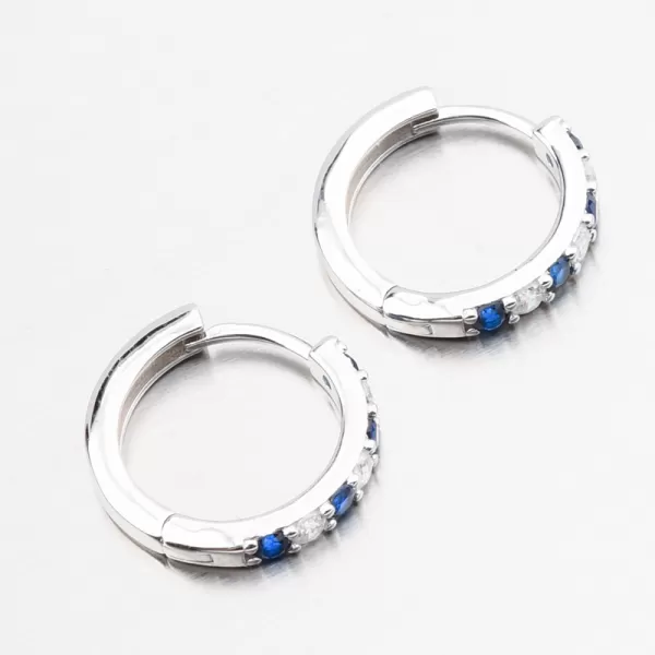 Dámské náušnice stříbro 925 zirkon kruhy s modré kameny PKL-2270