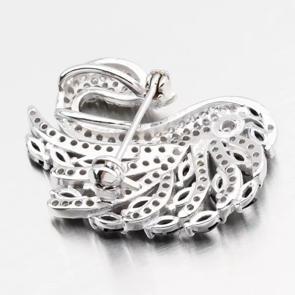 Dámský přívěsek stříbro 925 zirkon brož labuť s černé kameny PKL-6015