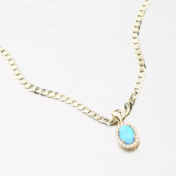 Zlatý přívěsek s modrým opálem 162P-132420-BL