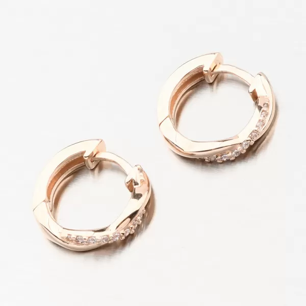 Náušnice kruhy z růžového zlata se zirkony DZF4104-CV-ZIR