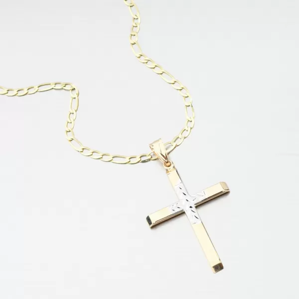 Přívěsek zlato mix 585 kříž 43-21834