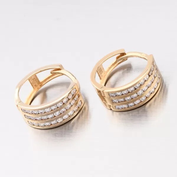 Zlaté náušnice kruhy se zirkony PKL12-027-ZL