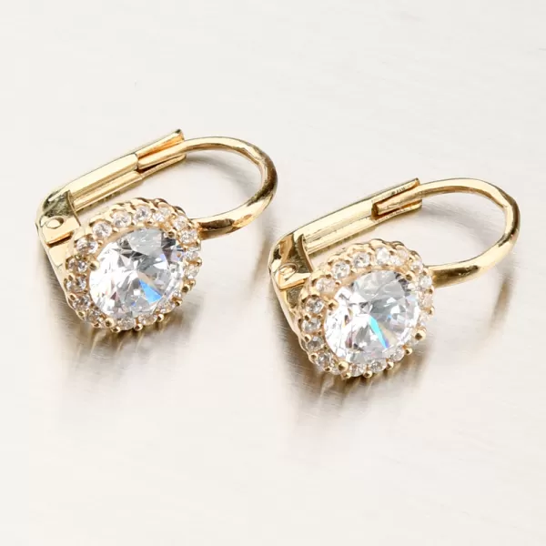 Dámské náušnice žluté zlato 585 se zirkony 12R-759