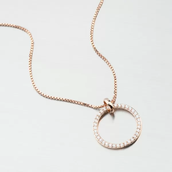 Přívěsek růžové zlato kruh DZF3775-CV-ZIR