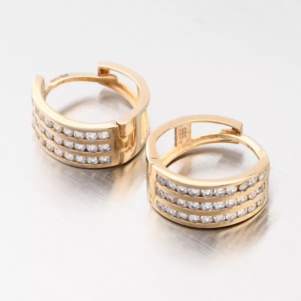 Zlaté náušnice kruhy se zirkony PKL12-027-ZL