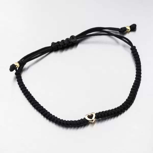 Náramek černý provázkový se srdcem 74-5419ZL-Black