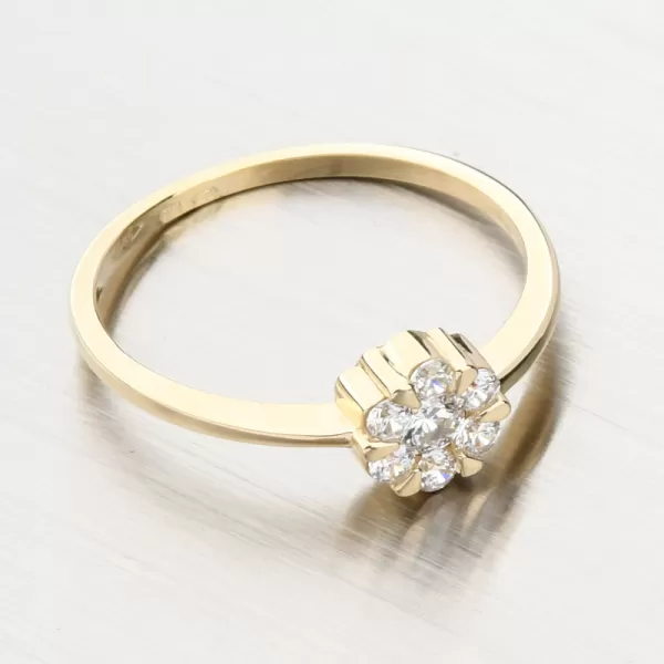 Zlatý prsten kytička se zirkony 51GZ-8050-ZL-ZIR