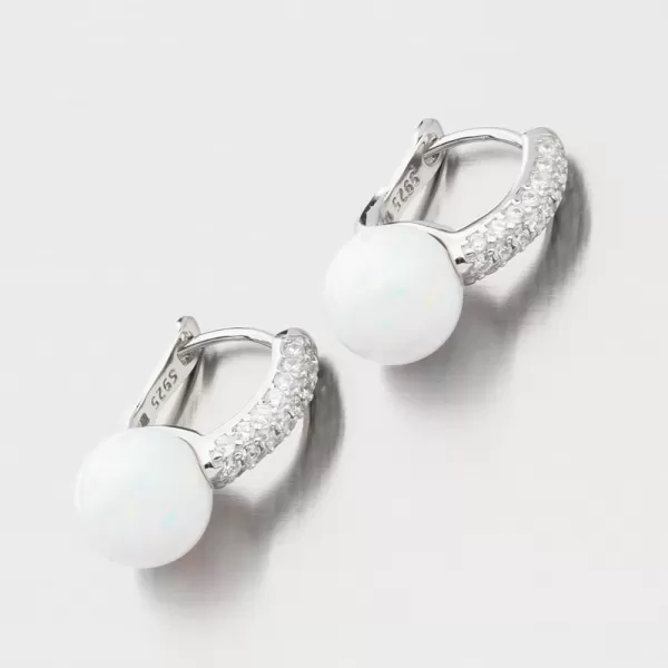 Stříbrné náušnice s bílým opálem a se zirkony PKL-2165