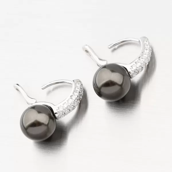 Stříbrné náušnice s tahiti perlou a se zirkony PKL-2184