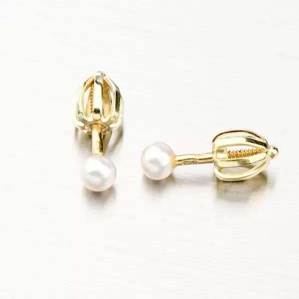 Zlaté náušnice pecky s perlou 52GZ-3003Z-SR