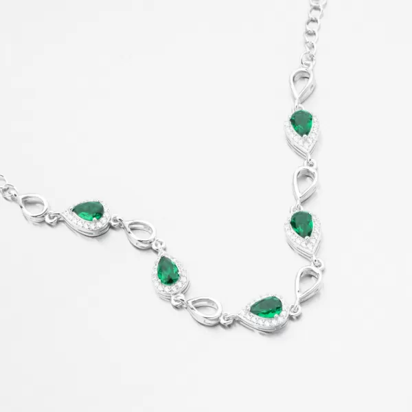 Dámský náramek stříbro 925 zirkon smaragdy PKL-4036