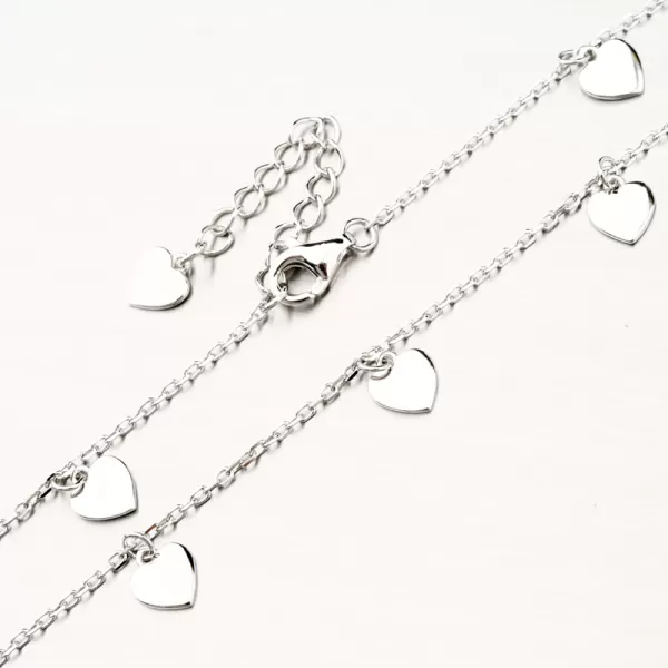 Stříbrný náramek na nohu se srdíčky PKL-4013