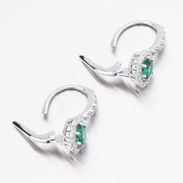 Dámské náušnice bílé zlato 585 zirkon smaragd 668P-120283-06
