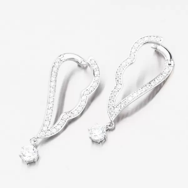 Dámské náušnice bílé zlato 585 visací se zirkony 663P-120471-B
