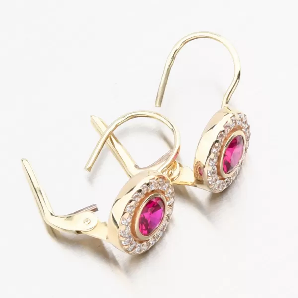 Zlaté náušnice s rubínem 683P-120055