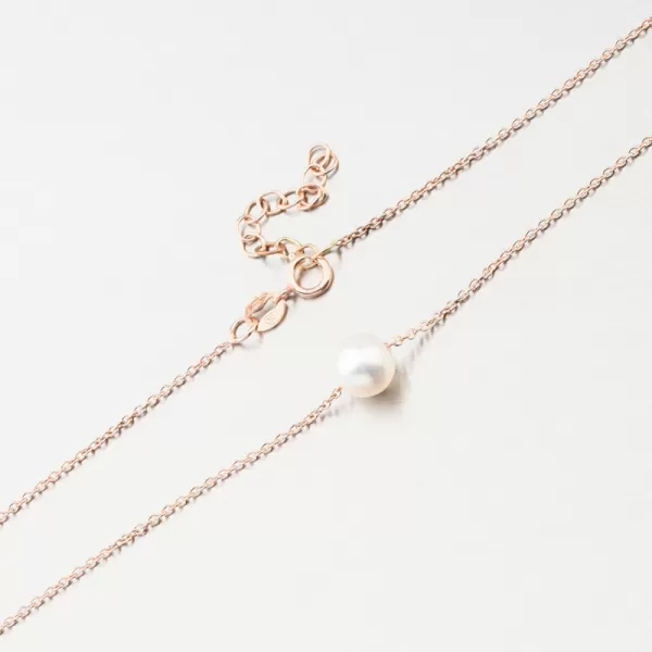 Dámský náhrdelník růžové zlato 585 perly 55GZZ-3046-CV