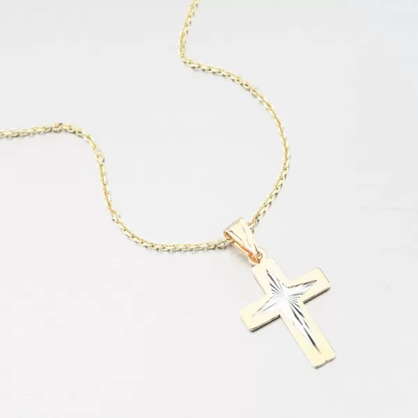 Přívěsek zlato mix 585 kříž 43-22497