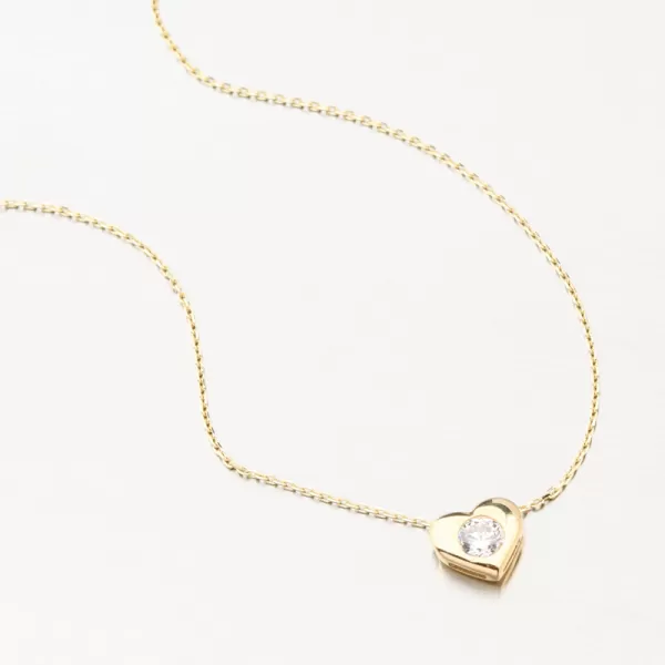 Dámský náhrdelník žluté zlato 585 zirkon srdce 144P-151273