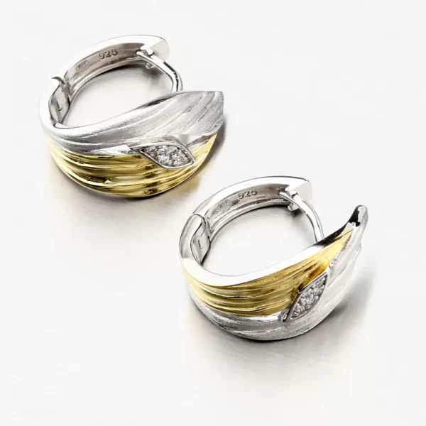 Stříbrné náušnice kruhy se zirkony PKL-2142