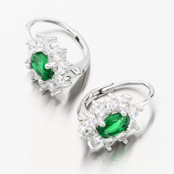 Stříbrné náušnice se smaragdem a se zirkony PKL-2175