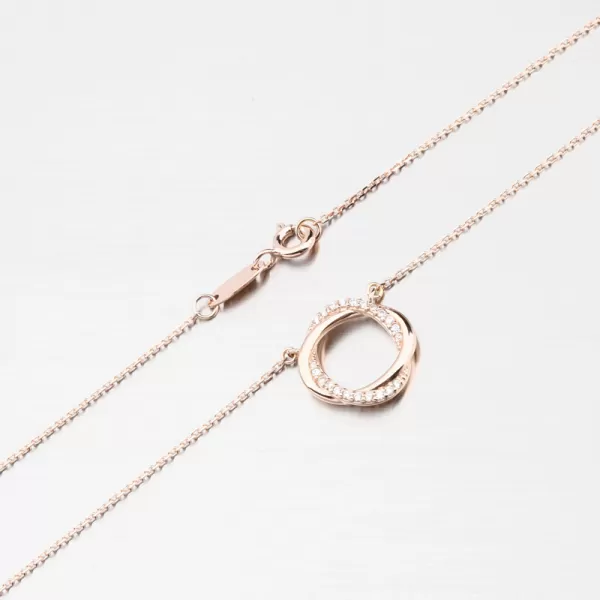 Dámský náhrdelník růžové zlato 585 zirkon DZF4133-CV-ZIR