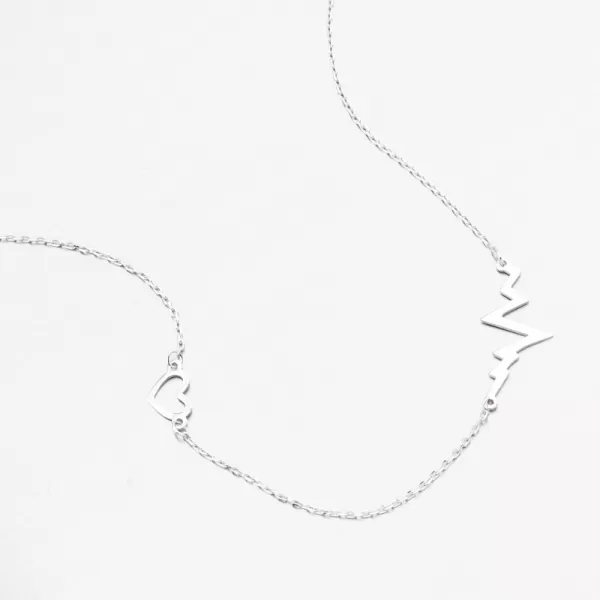 Náhrdelník z bílého zlata tlukot srdce 15R-048