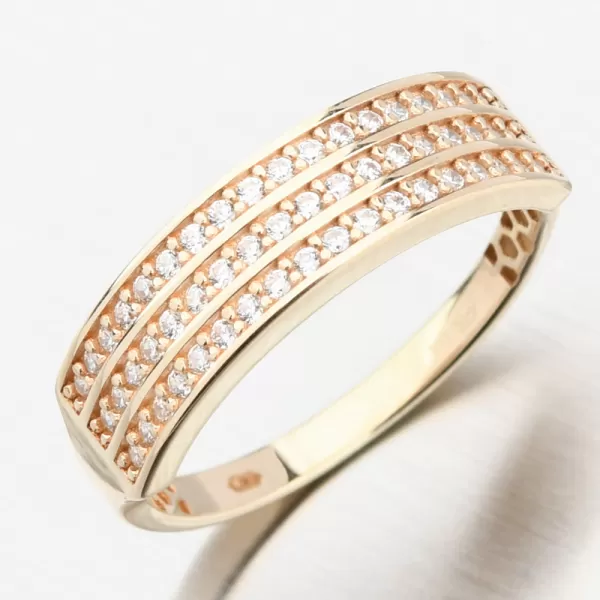 Dámský prsten žluté zlato 585 se zirkony 111P-110745