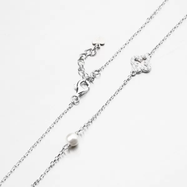 Dámský náhrdelník stříbro 925 perly čtyřlístkem a PKL-5026