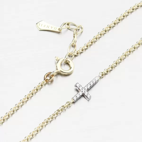 Dámský náramek žluté zlato 585 zirkon křížkem DZF5832-ZLB-ZIR