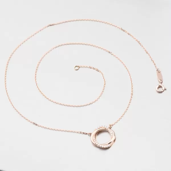 Dámský náhrdelník růžové zlato 585 zirkon DZF4133-CV-ZIR