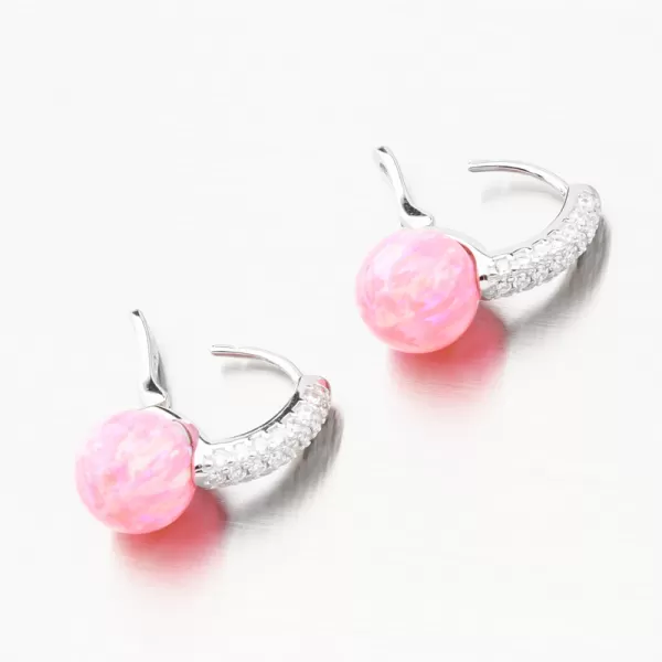 Stříbrné náušnice s růžovým opálem a se zirkony PKL-2164