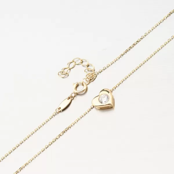 Dámský náhrdelník žluté zlato 585 zirkon srdce 144P-151273