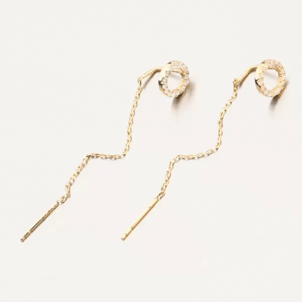 Dámské náušnice žluté zlato 585 řetízkové se zirkony 163P-122579