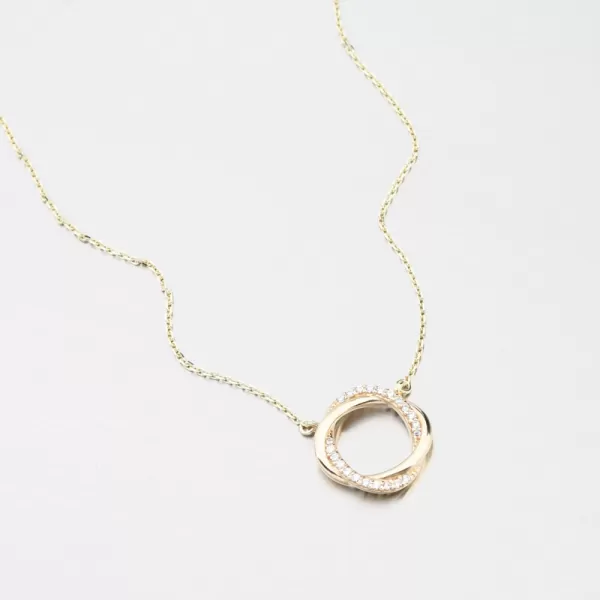 Dámský náhrdelník žluté zlato 585 zirkon DZF4133-ZL-ZIR