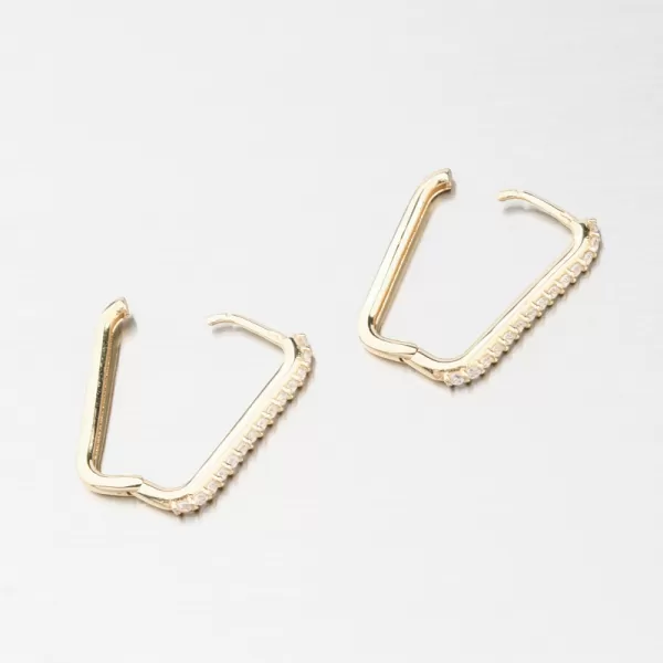 Dámské náušnice žluté zlato 585 hranaté se zirkony 12R-735