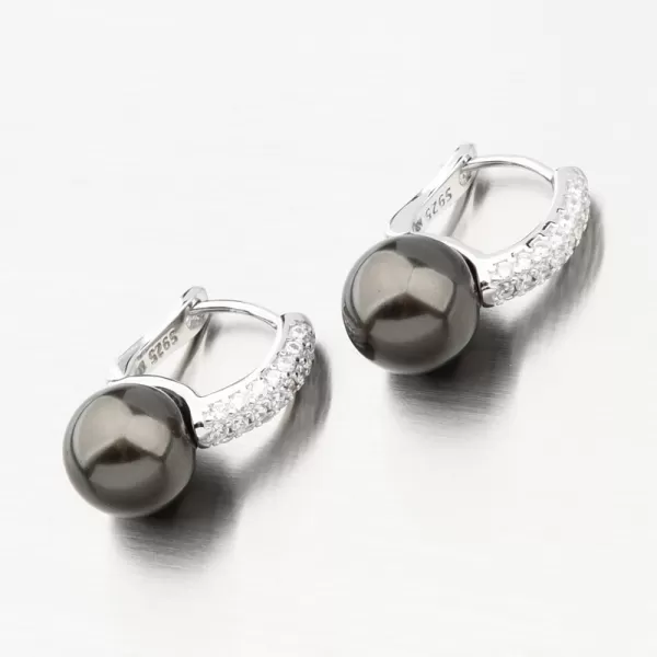Stříbrné náušnice s tahiti perlou a se zirkony PKL-2184