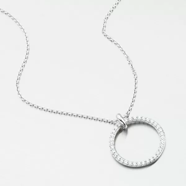 Dámský přívěsek bílé zlato 585 zirkon kruh DZF3775-B-ZIR