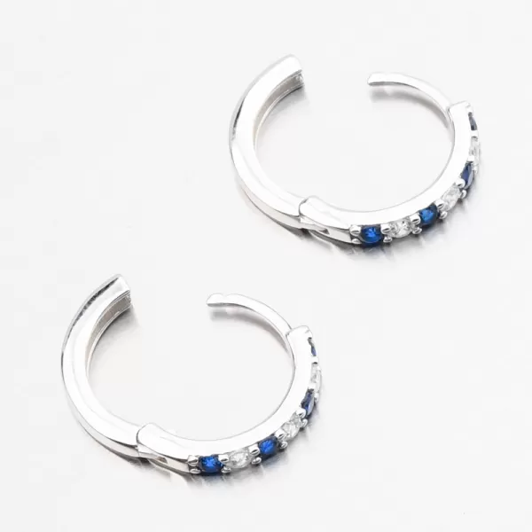 Dámské náušnice stříbro 925 zirkon kruhy s modré kameny PKL-2270